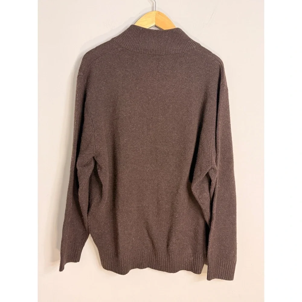 Jos A Bank Mens XL Brown Lambswool Blend Quarter Zip Mock Neck Sweater Pullover‎